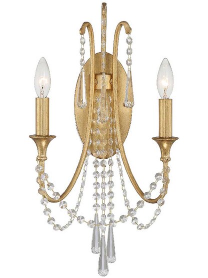 Arcadia 2 Light Wall Mount in Antique Gold.